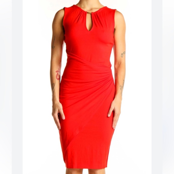 Cache Red Keyhole Midi Dress Size Small - Picture 9 of 9